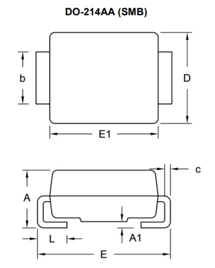 Mechanical Drawing - Taiwan Semiconductor PU4BBH & PU4DBH Surface Mount Rectifiers